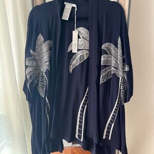 Chico’s Navy Palm Print Women's Jacket